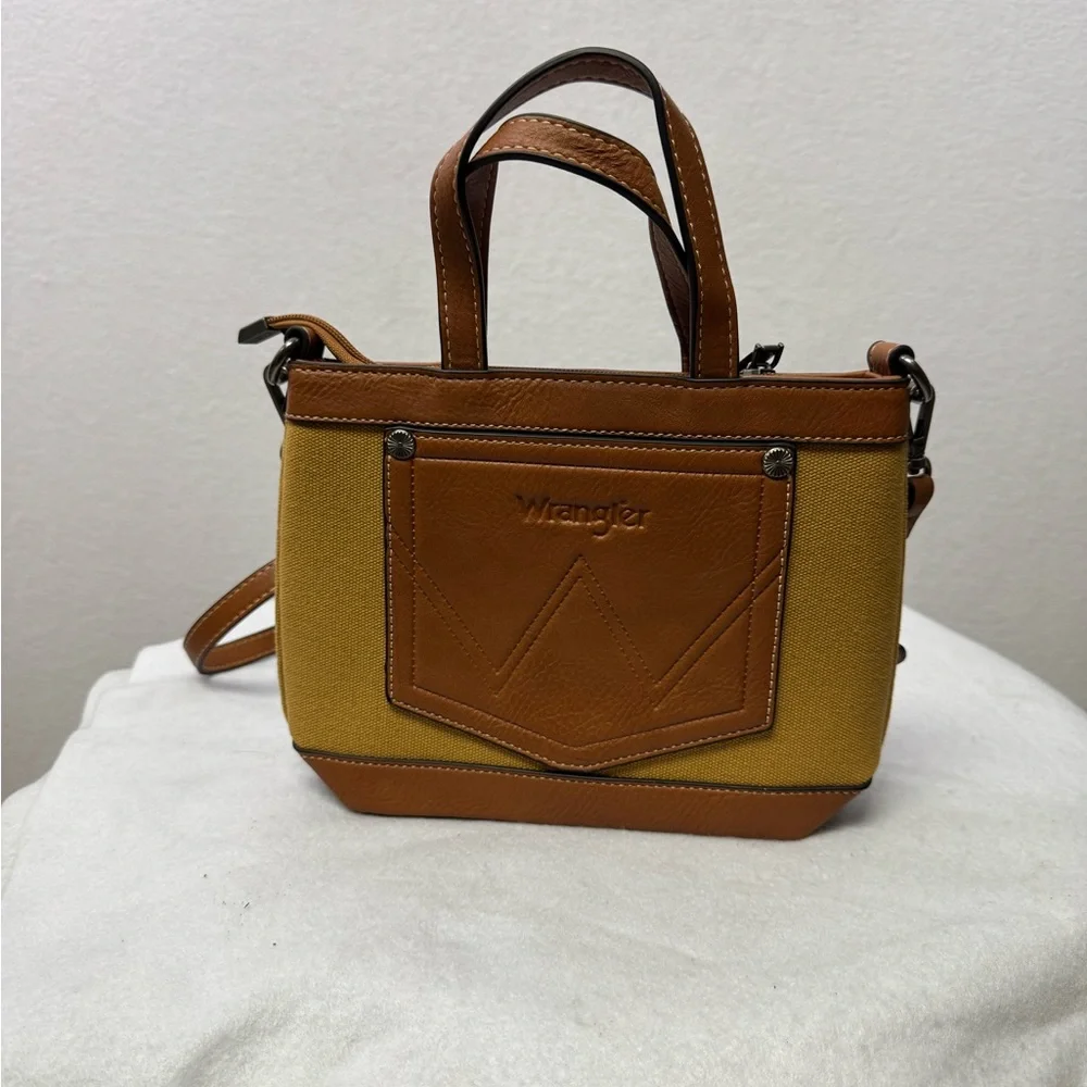 Wrangler Canvas & Faux Leather Mini Tote Crossbody Bag - Picture 4 of 5
